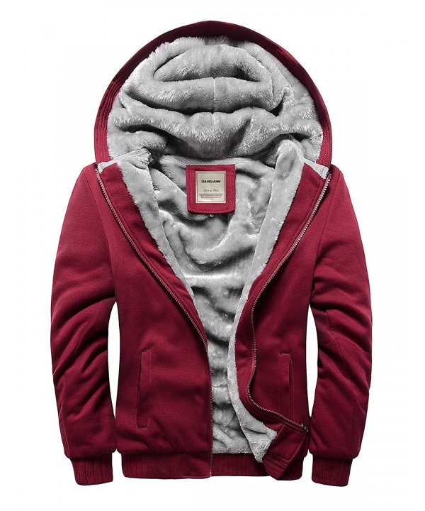 Men's Casual Winter Fleece Hoodies Jackets Warm Thick Coats - Red W11 ...