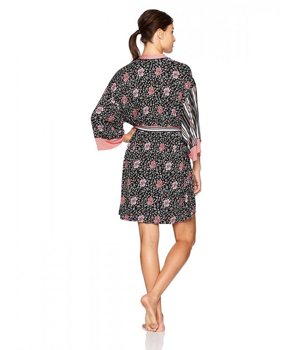 Women's Floral Kimono Robe - Black Floral - CS12OCFOQ71