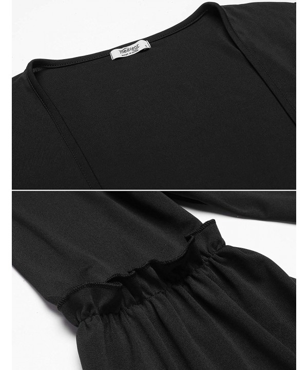 Womens Flared Sleeve Open Front Casual Blazer Jacket - Black - CS184Q4RULG